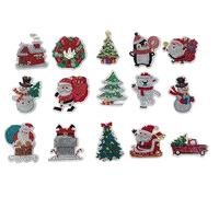 Syntego 5D DIY Assorted Diamond Painting Keyrings Rhinestone Craft Keychain, Gifts, Phone, Bag, (15pc Christmas)