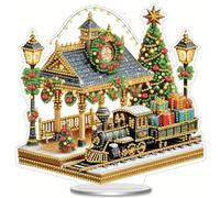 Syntego 5D DIY Christmas Diamond Art Kit | Crystal Rhinestone, Railway Station, Painting kit | Embroidery Wall Art Acrylic Tabletop Decoration for Holiday Home Décor & Festive Gifting
