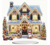 Syntego 5D DIY Christmas House Décor Diamond Painting Kit | Crystal Rhinestone Embroidery Acrylic Tabletop Decoration | Gift for Christmas, Birthday, and Other Holidays I Easy to Use & Carry