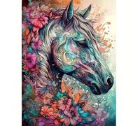 Syntego 5D DIY Diamond Painting for Adults 40 x 30cm, Round Drill Diamonds Canvas for Arts and Crafts (Multi Colour Horse)