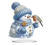 Syntego 5D DIY Diamond Painting Kit I Snowman and Robin Crystal Rhinestone Table Top Decoration I Acrylic Holiday Craft Set for Christmas, Gifting & Home Décor I for Adults & Beginners I Easy to Use