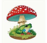 Syntego 5D DIY Mushroom Diamond Painting Craft Kit | Crystal Rhinestone Cute Frog Acrylic Wooden Table Top Decor | Creative & Enjoyable Craft for Holidays | Easy to Use & Carry for All Occasions
