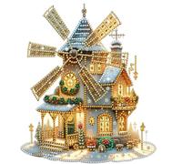 Syntego 5D DIY Windmill Wall Art Diamond Painting Craft Kit | Crystal Rhinestone Embroidery Acrylic Table Top & Wall Decor | Creative Craft for Christmas Decoration | Relaxing Art for Holidays
