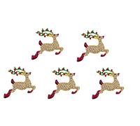 Syntego 5pcs Rhinestone Reindeer Embellishments with Holly Antlers for Christmas and Scrapbooking