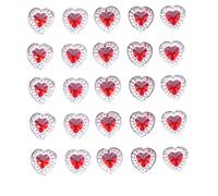 Syntego 80 x Self Adhesive Heart Gems Clear with Red Center Diamante Rhinestones Acrylic Crystals Stick on Gems Embellishments, Crafts, Invitations