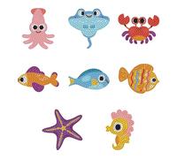 Syntego 8pcs 5D Diamond Art Assorted Colourful Sea Creatures Magnets DIY Diamond Magnet Kit for Beginners Arts and Crafts