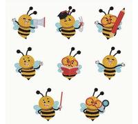 Syntego 8pcs 5D Diamond Art Assorted Learning Bumble Bee Magnets DIY Diamond Magnet Kit for Beginners Arts and Crafts