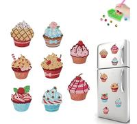 Syntego 8pcs 5D Diamond Painting Art Assorted Cute Cupcake DIY Diamond Magnet Kit for Beginners Arts and Crafts