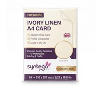 Syntego A4 Linen Card 250gsm - Recycled Silkweave Textured Card for Printing, Invitations, Certificates, Menus & Crafts (10, Ivory)