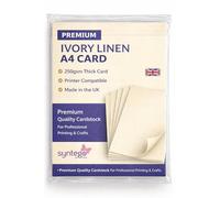Syntego A4 Linen Card 250gsm - Recycled Silkweave Textured Card for Printing, Invitations, Menus & Crafts (200, Ivory)