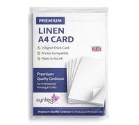 Syntego A4 Linen Card 250gsm - Recycled Silkweave Textured Card for Printing, Invitations, Menus & Crafts (10, White)