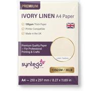 Syntego A4 Linen Paper 135gsm - Recycled Silkweave Textured Printer Paper for Schools, Certificates, Invitations, Crafts & Restaurant Menus (100, Ivory)