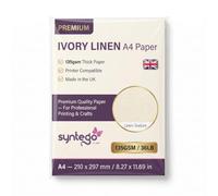 Syntego A4 Linen Paper 135gsm - Recycled Silkweave Textured Printer Paper for Schools, Certificates, Invitations, Crafts & Restaurant Menus (20, Ivory)