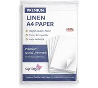 Syntego A4 Linen Paper 135gsm - Recycled Silkweave Textured Printer Paper for Schools, Certificates, Invitations, Crafts & Restaurant Menus (500, White)