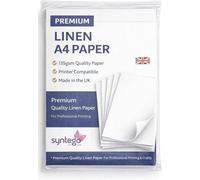 Syntego A4 Linen Paper 135gsm - Recycled Silkweave Textured Printer Paper for Schools, Certificates, Invitations, Crafts & Restaurant Menus (20, White)