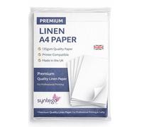 Syntego A4 Pale Linen Paper 135gsm - Recycled Silkweave Textured Printer Paper for Schools, Certificates, Invitations, Crafts & Restaurant Menus (50, White)