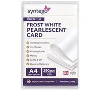 Syntego A4 Pearlescent Card - 290gsm / 107lb Double-Sided Metallic Cardstock for Invitations, Certificates, Crafts, Wedding Stationery & Professional Printing (10, White)