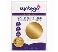 Syntego A4 Pearlescent Paper 120gsm - 10 Sheets, Gold Fever | Double-sided shimmer for inkjet & laser printers. Invitations, menus, place cards & crafts. Made in the UK.