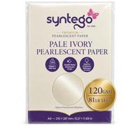 Syntego A4 Pearlescent Paper 120gsm - 50 Sheets, Ivory | Double-sided shimmer for inkjet & laser printers. Invitations, menus, place cards & crafts. Made in the UK.