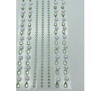 Syntego Assorted 26cm Mint Green Self Adhesive Acrylic Teardrop Gems and Pearls Embossed Strips Mini Crystal Embellishments for Scrapbooking