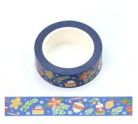 Syntego Blue Foil Christmas Pattern Embossed Decorative Tape 15mm x 10m for Scrapbooking