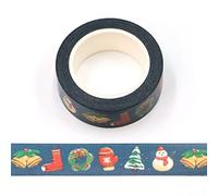 Syntego Christmas Elements Blue Washi Tape Decorative Self Adhesive Masking Tape 15mm x 10 Meters