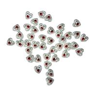 Syntego Clear Heart Resin Crystals with Red Centre - 40 Pack | Flat Back | Card Making & Craft Embellishments for Decoration, Valentines Day
