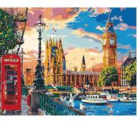 Syntego DIY Paint by Numbers for Adults, Big Ben London Landscape Canvas Water Acrylic Painting Kit Approx 50 x 40cm (16" x 20")