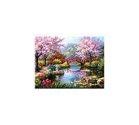 Syntego DIY Paint by Numbers for Adults, Cherry Blossom Bridge Canvas Acrylic Painting Kit with Paintbrushes Approx 50 x 40cm (16" x 20")