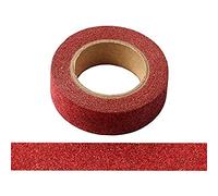 Syntego Glitter Washi Tape Decorative Craft Self Adhesive Stick On Sticky Glitter Trim (Red)