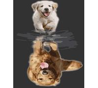 Syntego Golden Retriever Puppy Reflection Paint by Numbers Kit for Adults - 50x40cm Canvas | Relaxing DIY Painting Set with Brushes & Water Paints | Art Gift for Beginners & Hobbyists