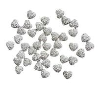 Syntego Heart Shaped Silver Gems - 40 Pack | 12mm | Flat Back Resin Embellishments for Crafting, Scrapbooking, Decoration