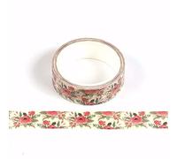 Syntego Red and Green Christmas Flowers Washi Tape Decorative Christmas Masking Tape 15mm x 5 Meters
