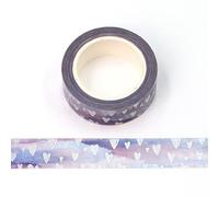 Syntego Silver Holographic Foil Embossed Hearts Purple Fading Printing Washi Tape Decorative Self Adhesive Masking Tape 15mm x 10 Meters for Scrapbooking