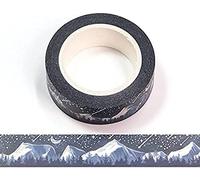 Syntego Snow Mountain with Silver Foil Holographic Shooting Stars Decorative Washi Tape 15mm x 10m
