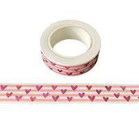 Syntego White and Pink with Pink Foil Hearts Washi Tape Decorative Craft Tape 15mm x 10m