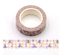 Syntego Witch Hat and Broom Purple and Orange Plaid Silver Holographic Embossed Washi Tape Decorative Self Adhesive Tape 15mm x 10m for Scrapbooking
