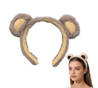 SynthaFlora Bear Ears Headband, Adjustable Plush Bear Ears Hairband, Cute Bear Costume Accessories, for Party Celebration Photoshoot Ladies Girls (Gery)