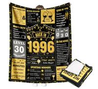 Synther 30th Birthday Gifts for Women Men, 50" X 60" Glod Black 1996 Throw Blanket, 30th Wedding Anniversary Soft Flannel Blanket 30 Year Old Present for Brother Sister Uncle Auntie