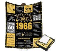 Synther 60th Birthday Gifts for Women Men, 50" X 60" Glod Black 1966 Throw Blanket, 60th Wedding Anniversary Soft Flannel Blanket 60 Year Old Present for Dad Mom Parents Grandparents