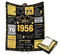 Synther 70th Birthday Gifts for Women Men, 50" X 60" Glod Black 1956 Throw Blanket, 70th Wedding Anniversary Soft Flannel Blanket 70 Year Old Present for Dad Mom Parents Grandparents