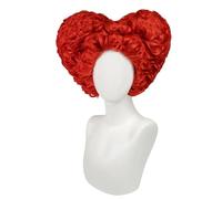 Synthetic 10inch Curly Heart Shape Red Queen Cosplay Women Costume Wig for Halloween Christmas School Thanksgiving Adds Volume
