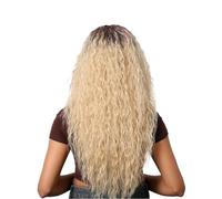 Synthetic 13 * 1 Lace Front Wig Blonde Curly Wigs with Dark Roots Long Deep Wave Natural Hair Beautiful