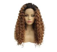 Synthetic 13x3 Lace Front Wigs Ombre Light Brown Natural Wavy Wig for Black Women Glueless Ready to Wear Adds Volume(22inch)