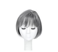Synthetic 3D Bangs Invisible Seamless Head Hair Straight Hair Air Head Overhead Replacement Cover(GREY)