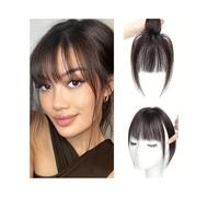 Synthetic 8 Inch Air Bangs Fake Both Sides With Long Whiskers Women's Wig Bang Hair Extensions for Daily Wear(Black brown)