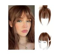 Synthetic 8 Inch Air Bangs Fake Both Sides With Long Whiskers Women's Wig Bang Hair Extensions for Daily Wear(Light brown)