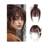 Synthetic 8 Inch Air Bangs Fake Both Sides With Long Whiskers Women's Wig Bang Hair Extensions for Daily Wear(Dark brown)