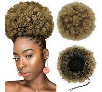 Synthetic Afro Puff Drawstring Ponytail Short Kinky Curly Bun Donut Chignon Hairpiece Wig Updo Clip in Bun Ponytail Extensions Large Size