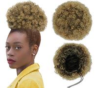 Synthetic Afro Puff Drawstring Ponytail Short Kinky Curly Hair Bun Donut Chignon Hairpiece Wig Updo Clip in Bun Ponytail Extensions Large Size